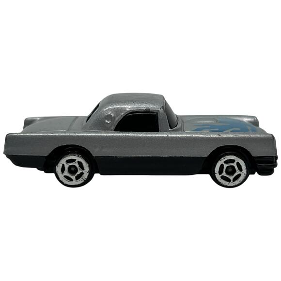 Vintage 1960s Silver Thunderbird Hot Rod Diecast Car Blue Flames - Picture 1 of 9